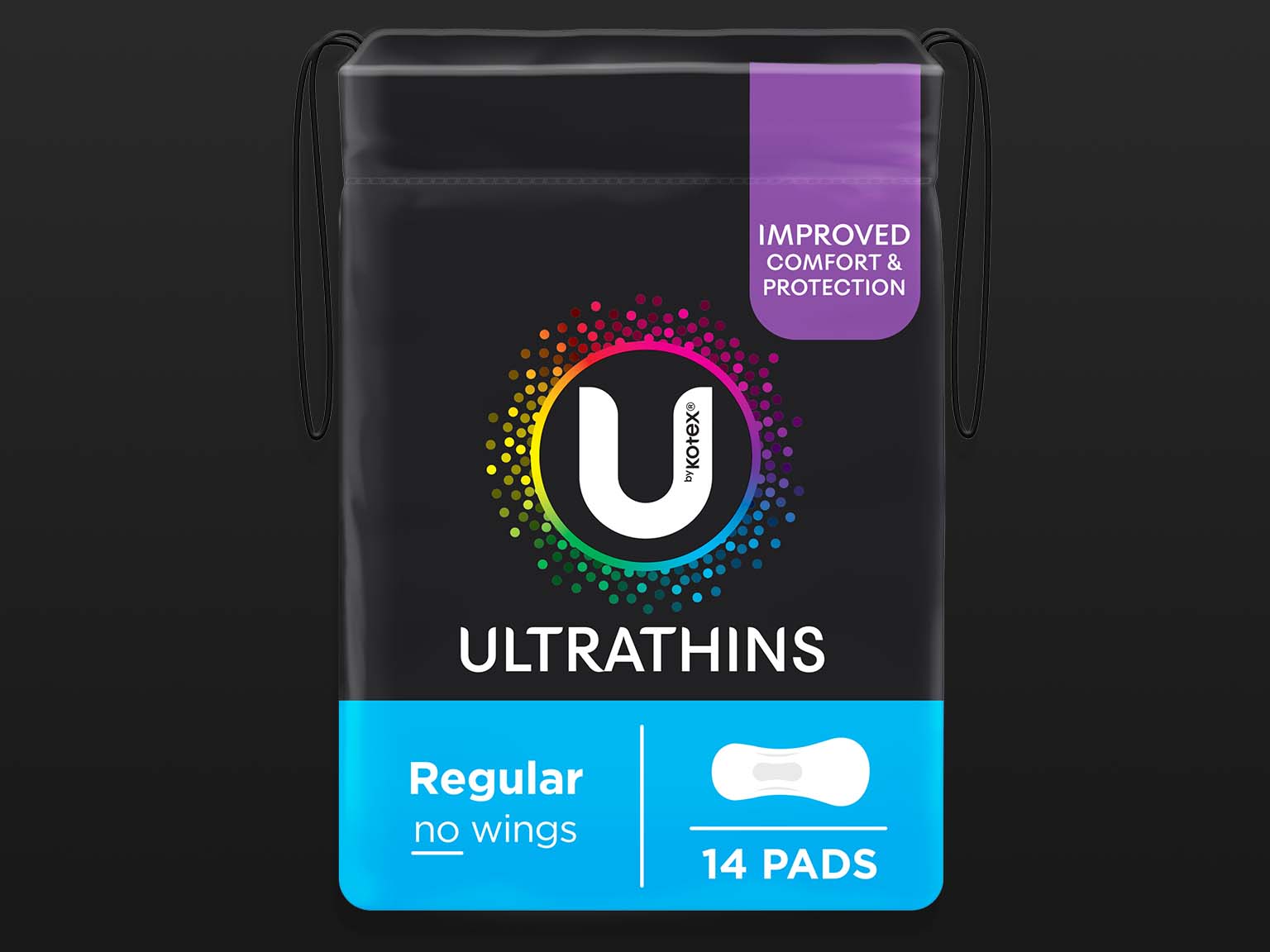 U by Kotex® Ultrathin regular pads with no wings
