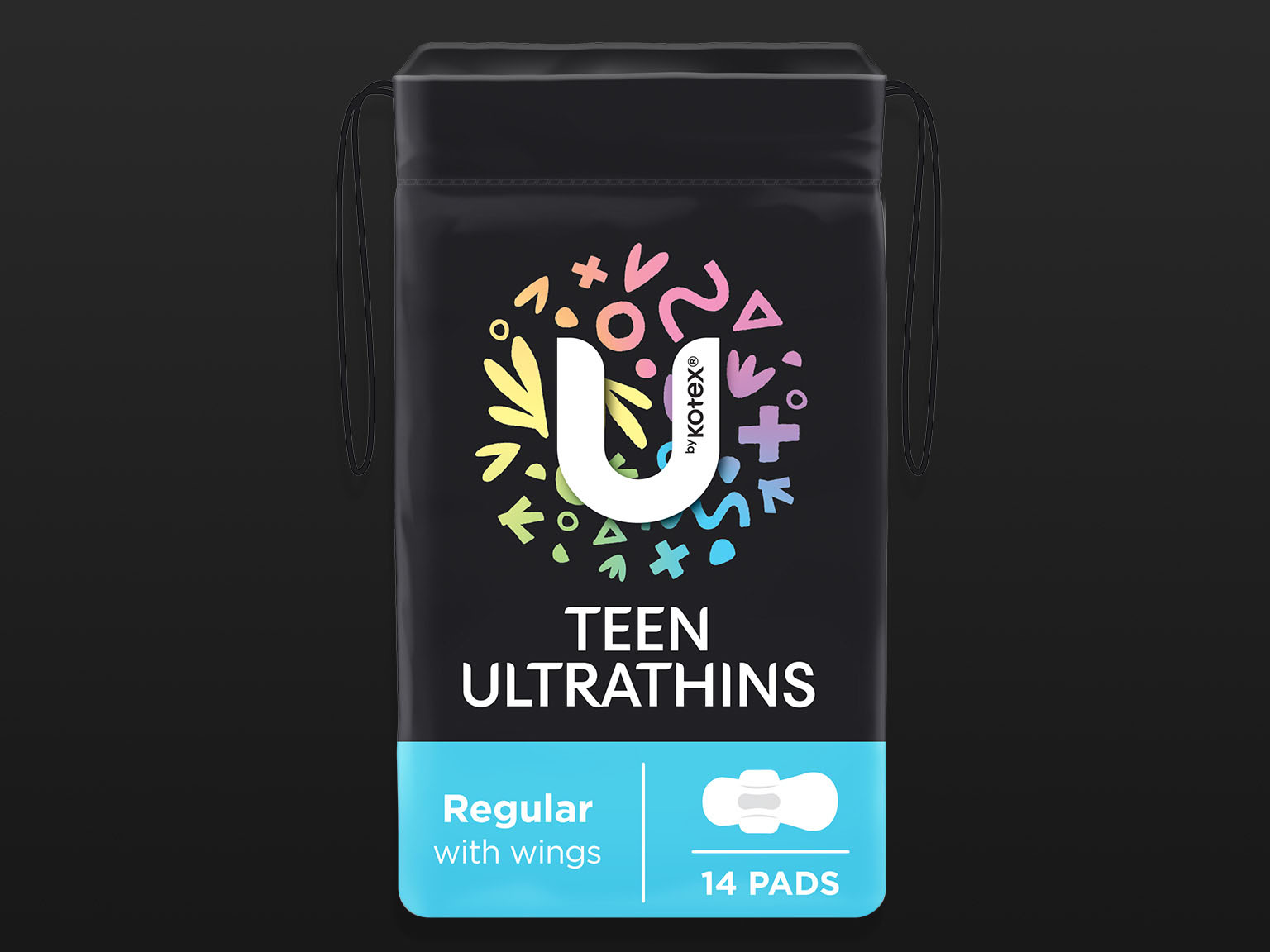 U by Kotex® Teen Ultrathin regular pads with wings