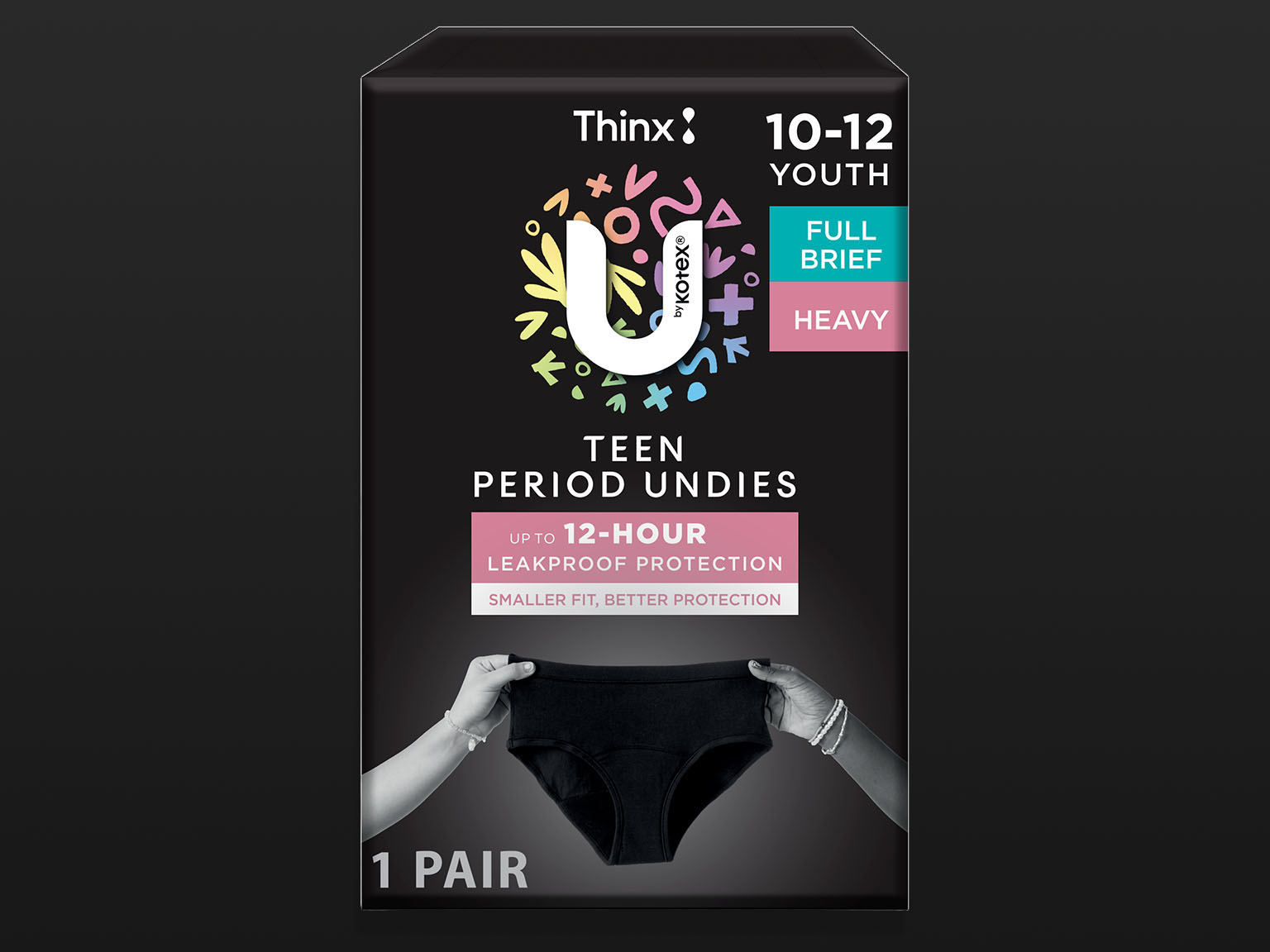 U by Kotex® Thinx teen period underwear black brief