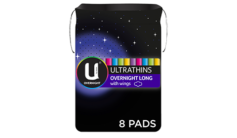 U by Kotex Ultrathin Overnight Long Pads with Wings